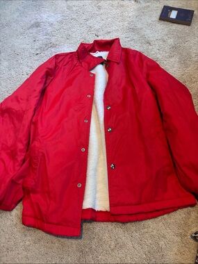 Sears Red and White Sherpa-Lined Outerwear Jacket